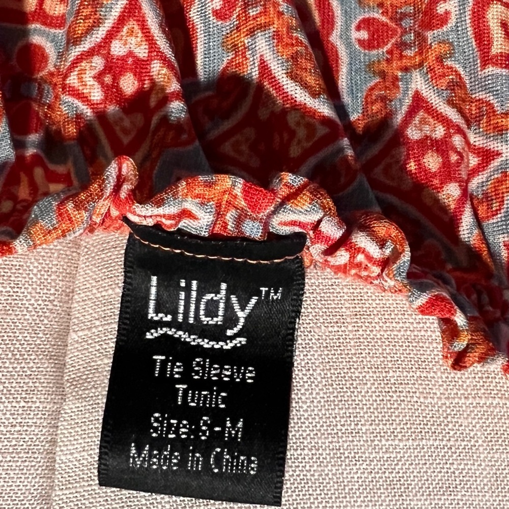 Lildy Tie Sleeve Long Tunic Romantic Floaty Top BOHO - Picture 4 of 7